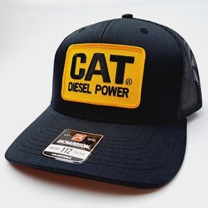 CAT Richardson 112 Trucker Mesh Snapback Hat Cap Black Embroidere…